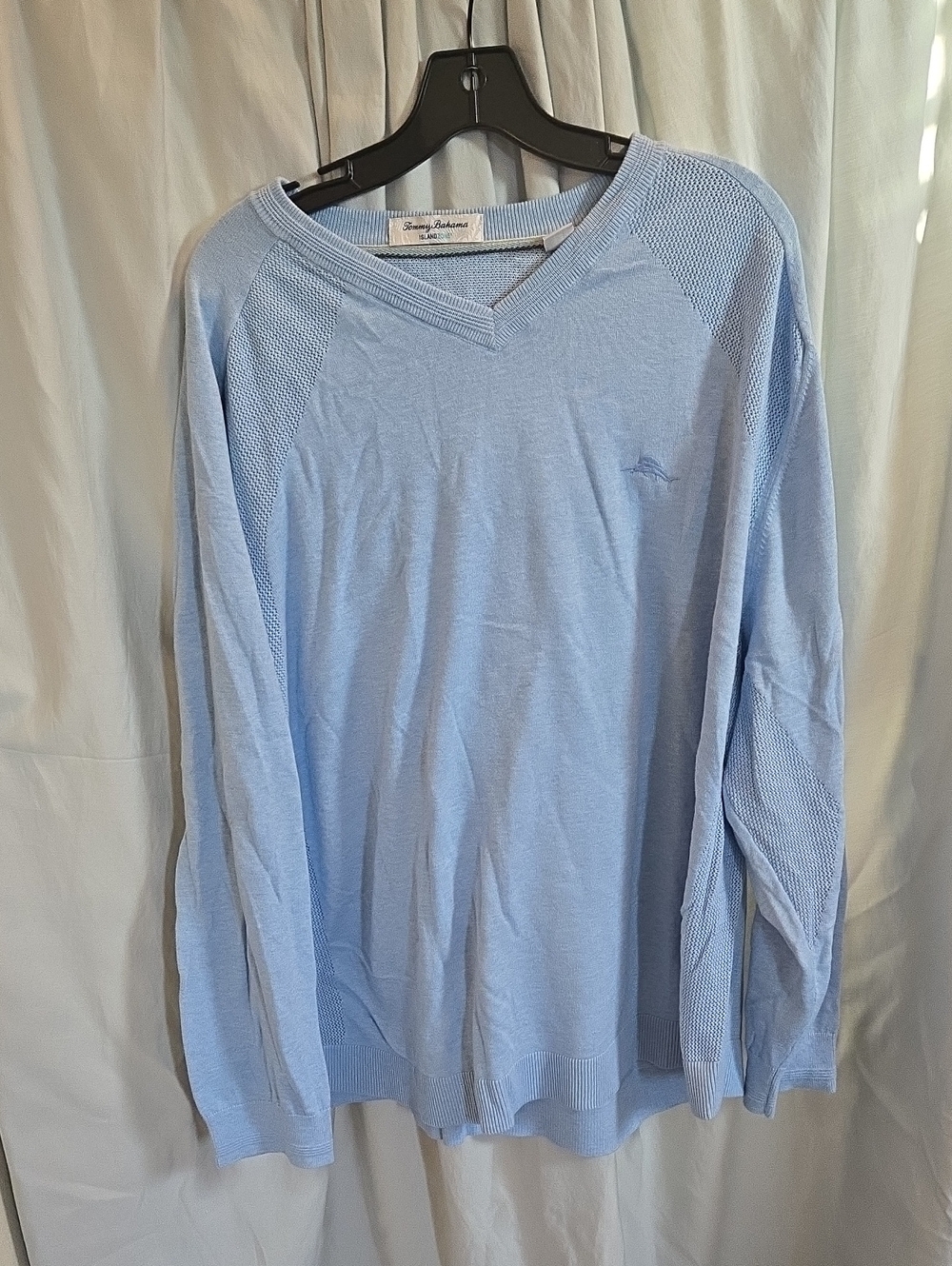 Tommy Bahama Pale Blue V-Neck Knit Sweater